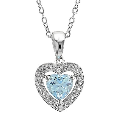 1 Ct. T.w. Heart Shaped Blue Topaz And 0.01 Ct. T.w. Diamond Pendant ...