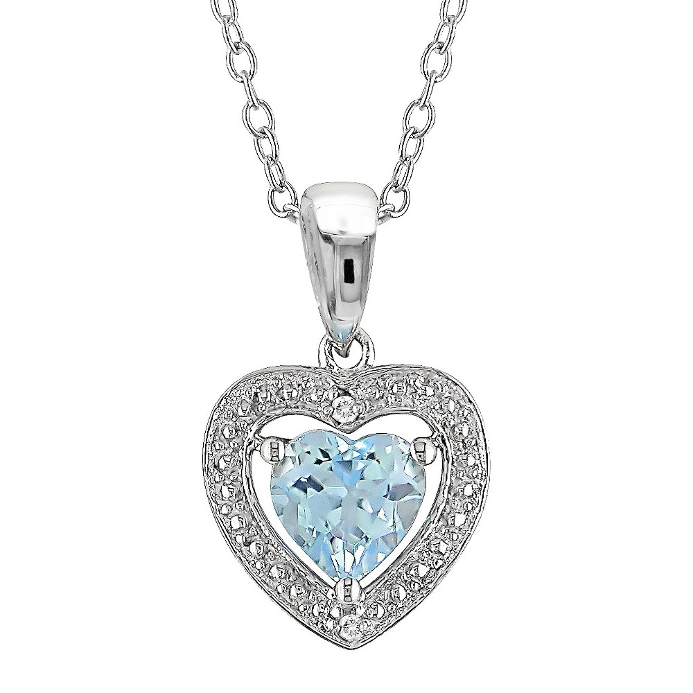 Photos - Pendant / Choker Necklace 1 CT. T.W. Heart Shaped Blue Topaz and 0.01 CT. T.W. Diamond Pendant Neckl