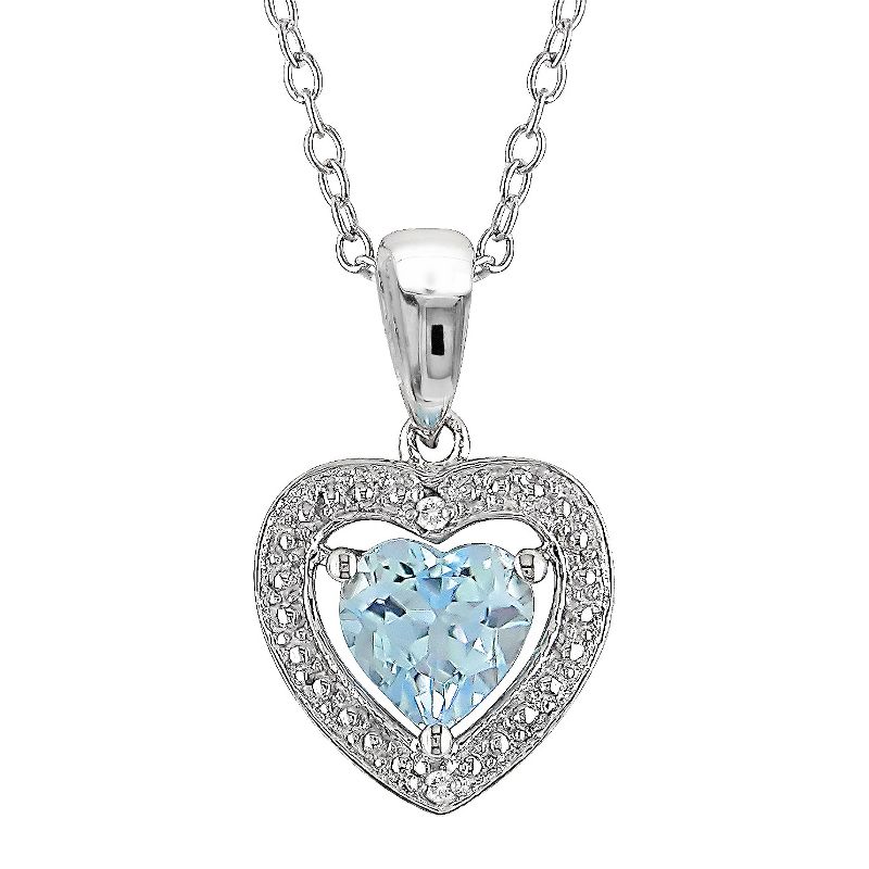 1 CT. T.W. Heart Shaped Blue Topaz and 0.01 CT. T.W. Diamond Pendant Necklace in Sterling Silver - Blue Topaz, 1 of 3