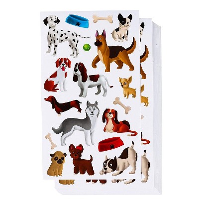 Blue Panda Dog Puppy Sticker Sheets for Goodie Bags Party Favor (36 Sheets, 648 Pieces)