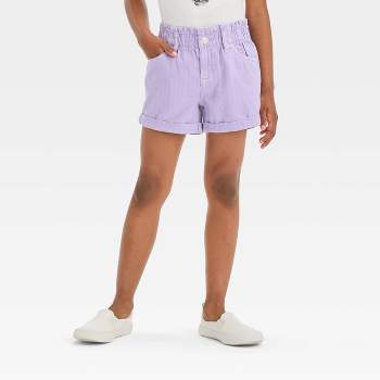 Girls' High-Rise Paper Bag Jean Shorts - Cat & Jack™ Medium Wash
