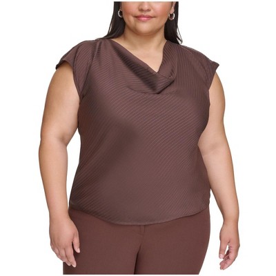 Calvin Klein Womens Shadow Stripe Pullover Blouse