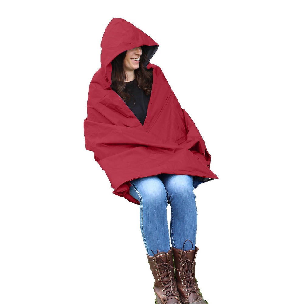 WOLF 56"x107" AnyWear Weather Resistant Exterior Fleece Interior Outdoor Blanket - Crimson