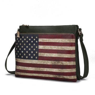 MKF Collection Madeline Printed Flag Vegan Leather Crossbody Bag by Mia K