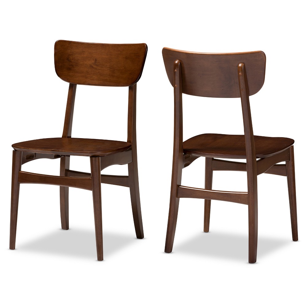 Photos - Chair Set of 2 Netherlands Mid-century Modern Scandinavian Style Dark Walnut Ben