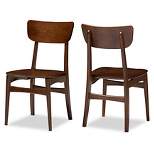 Set of 2 Netherlands Mid-century Modern Scandinavian Style Dark Walnut Bent Wood Dining Side Chairs - Baxton Studio