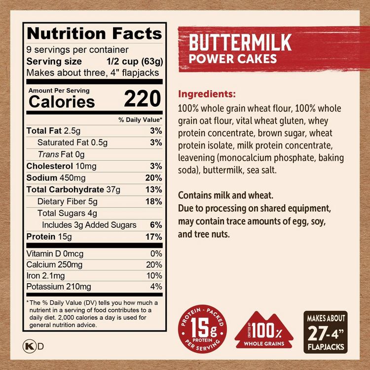 Kodiak Cakes Protein-Packed Power Cakes Buttermilk Pancake and Waffle Mix - 20oz, 2 of 7