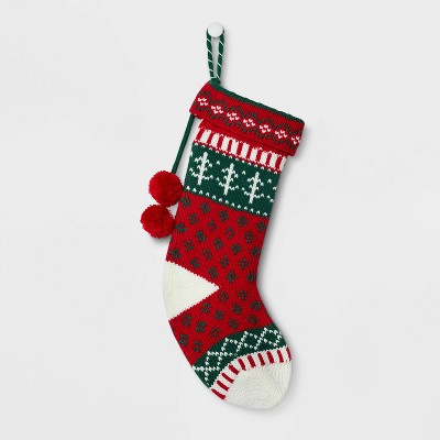 Fair Isle Pattern Christmas Stocking Red - Wondershop™