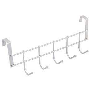 Unique Bargains Bathroom Metal 5 Hooks Towel Clothing Belt Hooks and Hangers Silver Tone 1 Pc - 1 of 4