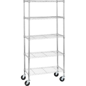 5-Shelf Adjustable, Heavy Duty Storage Shelving Unit on 4'' Wheel Casters, Metal Organizer Wire Rack - 1 of 4