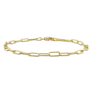 EVERLY JEWELRY | Yellow Plated Sterling Silver Fancy Paperclip Chain Bracelet, 7 inch - 1 of 4