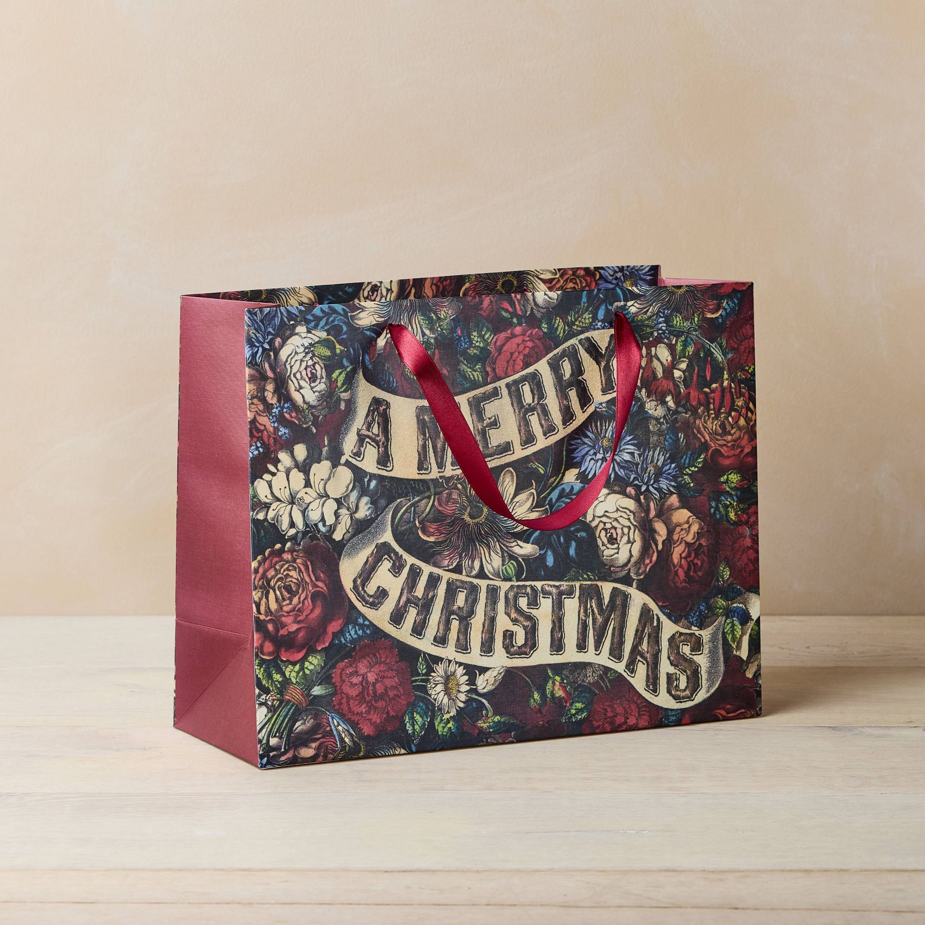 John Derian for Target Large Vogue Gift Bag Merry Christmas Floral