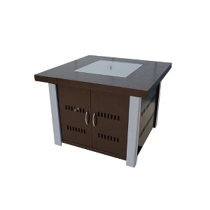 Outdoor Fire Pit in Hammered Bronze & Stainless Steel - AZ Patio Heaters: CSA Approved, 40,000 BTU, Includes Cover - 1 of 4