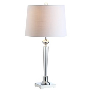 28.25" Crystal Foster Table Lamp (Includes LED Light Bulb) Clear - Jonathan Y: Modern Linen Shade, UL Listed - 1 of 4