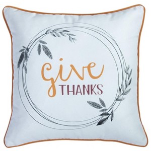 HomeRoots Set of Two Orange and White Give Thanks Throw Pillow Covers - 1 of 4