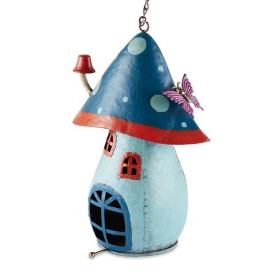 25" Mushroom Iron Birdhouse Blue - Zingz & Thingz