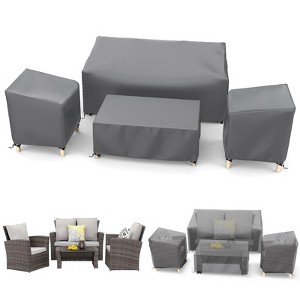 Akefit Gray Outdoor Furniture Cover Set 4-Piece Waterproof Patio Chair Loveseat Table Ottoman Protector - 1 of 4