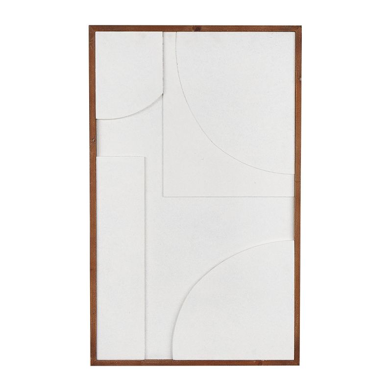 32"x20" Wood Dimensional Geometric Shaped Wall Decor with Brown Wooden Frame White - Olivia & May, 1 of 8