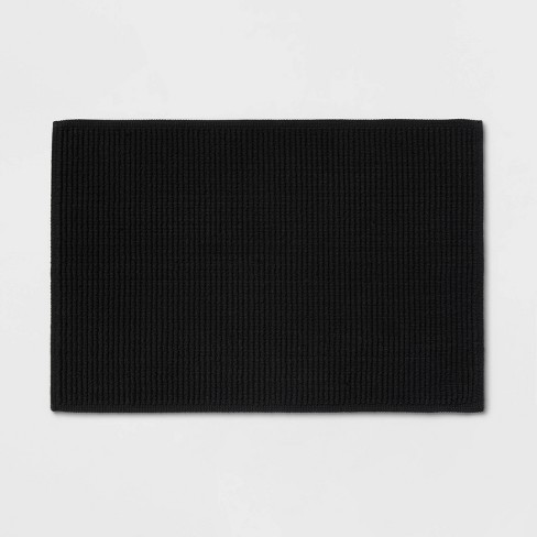 20"x30" Performance Plus Bath Rug Solid Black - Threshold™: Cotton, Woven, Low Pile, Machine ...