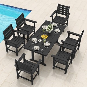 Arceso Outdoor Dining Set with Umbrella Hole, HDPS Patio Furniture - 1 of 4