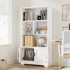 Wood Bookcase with Doors White Bookshelf with LED Lights Modern Storage Rack 3 Shelf Standing Bookshelves - 4 of 4