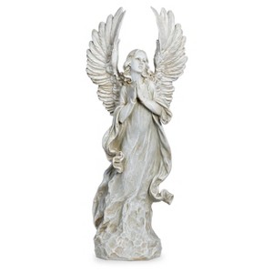 Roman 21" Praying Angel with Wings Resin Outdoor Garden Statue Gray - 1 of 4