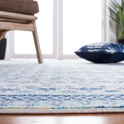 Ivory and Aqua Hand-knotted Synthetic 8' x 10' Area Rug