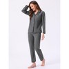 INSPIRE CHIC Women's Pajama Set Fleece Flannel Long Sleeve Notched Collar Tops with Pockets Pants Loungewear Sleepwear - 2 of 4