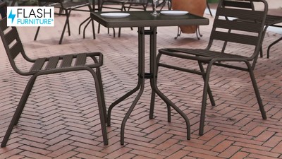 Silver Tempered Glass 47" Outdoor Bistro Table