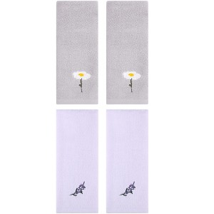 REGALWOVEN 4 Pcs Cotton Soft Absorbent Floral Pattern Hand Towel - 1 of 4