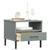 vidaXL Bedside Table with Metal Legs Gray Solid Wood Pine OSLO - 3 of 4