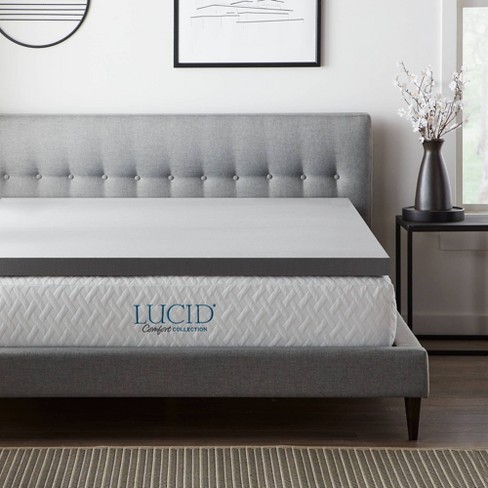 Lucid Comfort Collection 4 in. Gel and Aloe Infused Memory Foam Topper - Twin XL, Blue