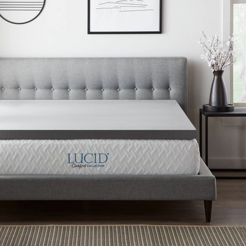 Lucid Comfort Collection 3 in. Gel and Aloe Infused Memory Foam Topper - Twin XL, Blue