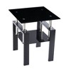 HomeRoots Set of Two Black Glass and Metal Square End Tables With Shelf - 4 of 4