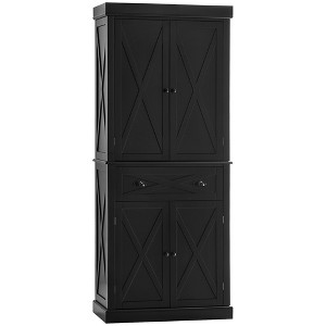 30" Freestanding Modern Farmhouse 4-Door Kitchen Pantry Cabinet with 6 Tiers, Drawer and Adjustable Shelves for Kitchen or Dining Room - 1 of 4