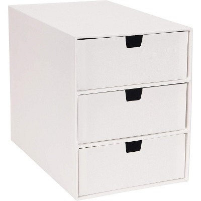 White 3-Drawer Stackable Fiberboard Desk Organizer