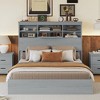 Queen Size Vintage Platform Bed with Storage Headboard and Charging Station 4Q - ModernLuxe - 2 of 4