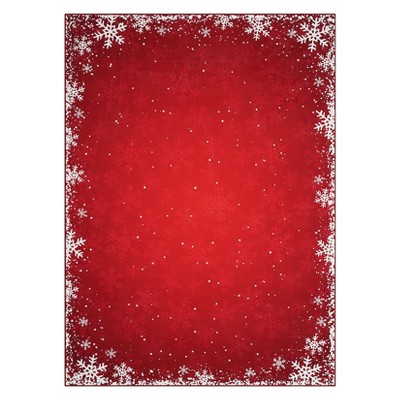 Washable Christmas Living Room Rugs, Home Decorative Snowflake Print Bedroom Rugs, Soft Non Slip Xmas Carpet for Kids Room