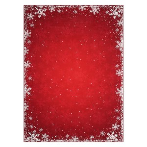 Washable Christmas Living Room Rugs, Home Decorative Snowflake Print Bedroom Rugs, Soft Non Slip Xmas Carpet for Kids Room - 1 of 4