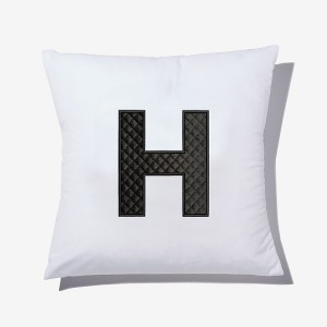 Personalization Mall Black Quilted Velour Initial Embroidered Applique Throw Pillow - 1 of 1