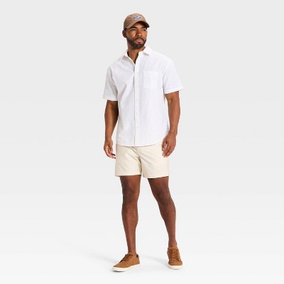 Мужские рубашки Goodfellow & Co Men's Short Sleeve Seersucker Button-Up Shirt - Goodfellow & Co™ Cream L — фото 3