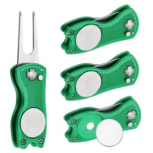 Unique Bargains Metal Foldable Magnetic Ball Marker Golf Divot Repair Tool 4 Pcs - 1 of 4