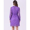 Allegra K Women's Elegant Ruffle Crew Neck Formal Elegant Mini Floral Lace Dress - 4 of 4