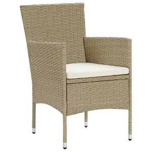 vidaXL Rattan Dining Chairs 2 Pcs Outdoor Wicker Dining Chair Poly Rattan - Beige - 1 of 4