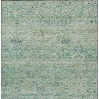HomeRoots 3' X 5' Teal Blue And Linen Oriental Washable Indoor Outdoor Area Rug