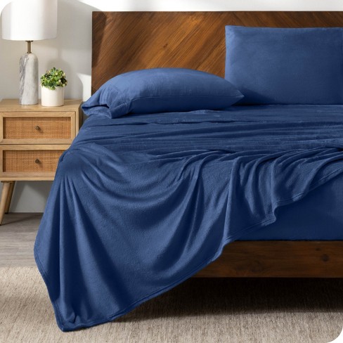 Velvety Soft Microplush Fleece Dark Blue Queen Sheet Set By Bare Home Target