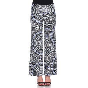 Women's Geometric Printed Palazzo Pants - White Mark - 1 of 3