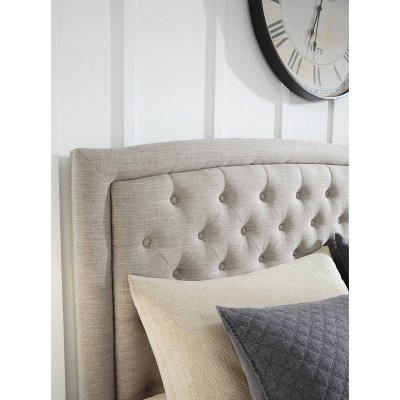 King Gray Upholstered Bed with Tufted Headboard