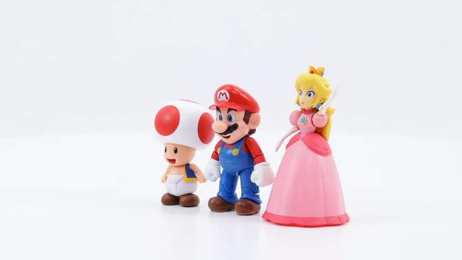 Nintendo Super Mario Toad, Mario, and Peach Action Figure Set - 3pk (Target Exclusive), 2 of 9, play video