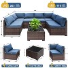 FIONECA 6-Piece Patio Furniture Set ¨C PE Wicker Barrel-Style Sofa with Blue Cushions - 2 of 4